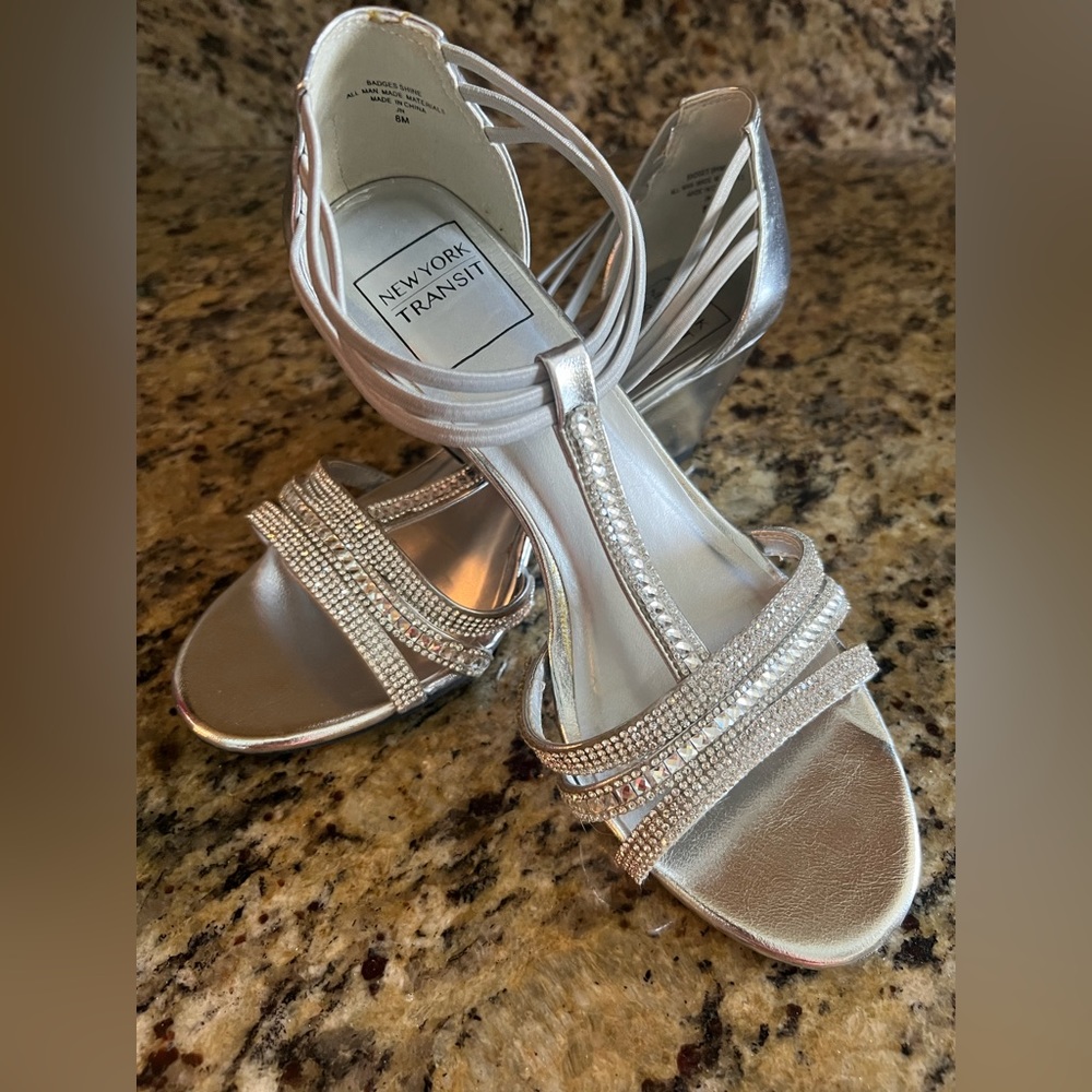 New York Transit Silver Rhinestone Platform Shoes